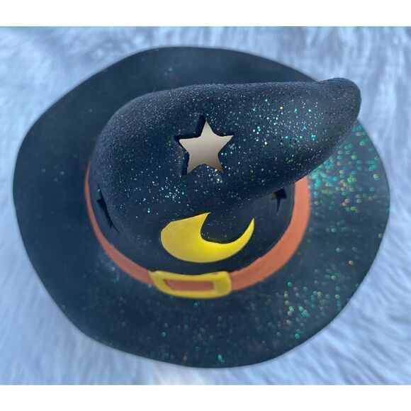 Halloween Fall Sparkle Witch & Jack-O-Lantern Tea Light Candle Holders - Picture 3 of 12